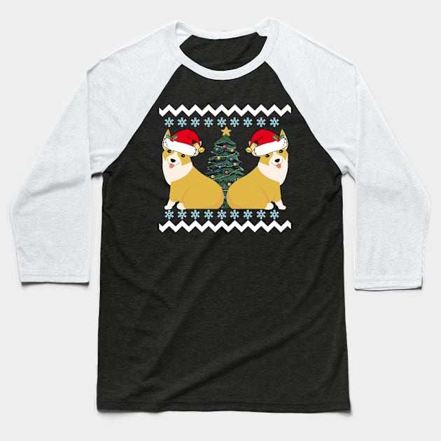 Cute Christmas Corgi Santa Baseball T-Shirt by epiclovedesigns